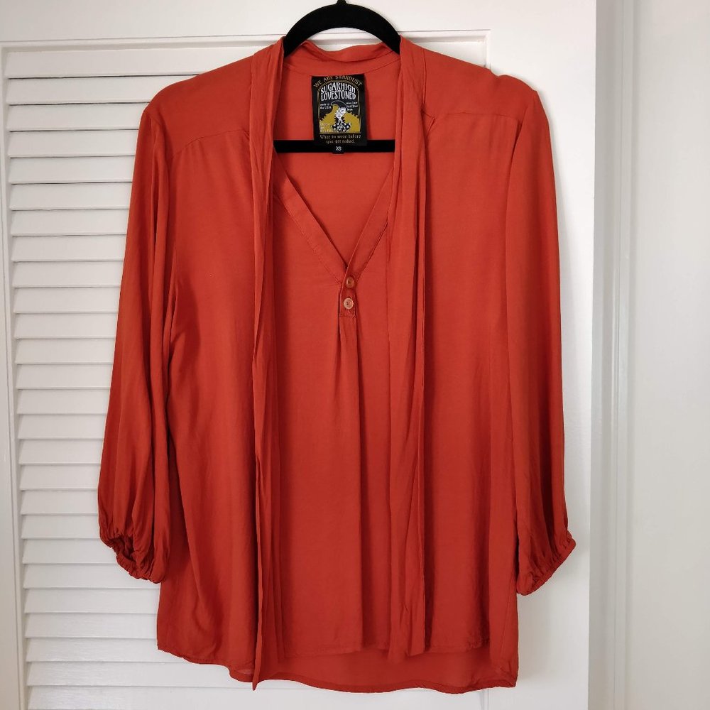 SUGARHIGH LOVE STONED- RUST- BLOUSE- SIZE XS